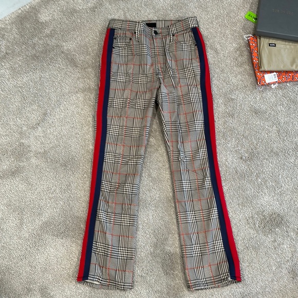Mother insider ankle pant in plaid with racer stripe - Picture 3 of 6